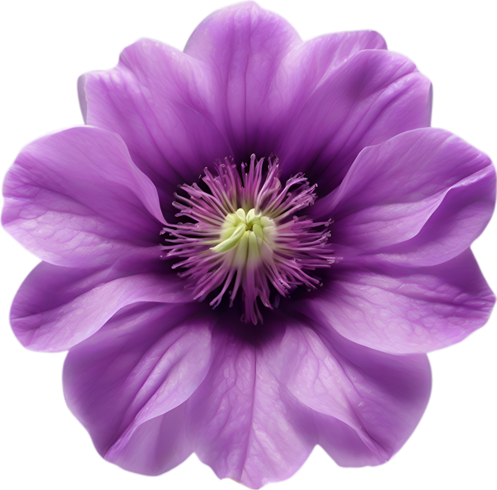 AI generated Violet flower. Close-up glowing translucent violet color flower. png