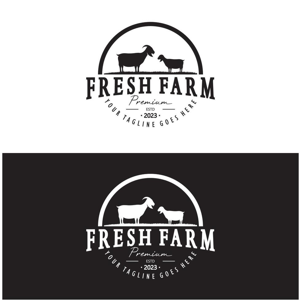 vintage organic animal farm logo premium retro  silhouette for business, livestock, labels and badges. vector