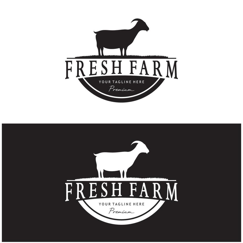 vintage organic animal farm logo premium retro  silhouette for business, livestock, labels and badges. vector