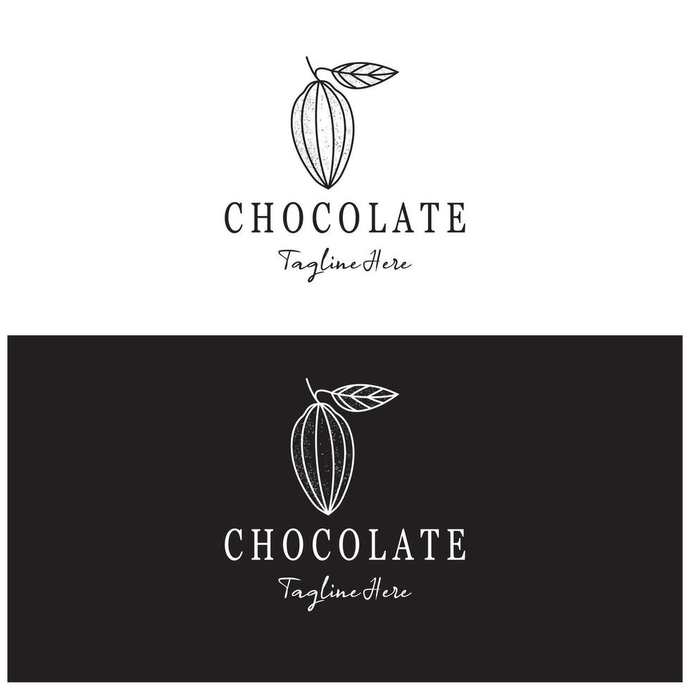 cacao logotipo,cacao frijol, cacao árbol,cacao ramas y hojas,chocolate mezcla en blanco fondo, vintage, moderno, simple, minimalista icono ilustración modelo diseño vector