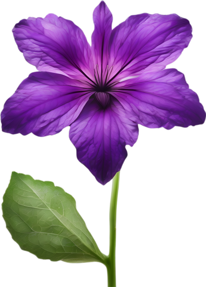 AI generated Violet flower. Close-up glowing translucent violet color flower. png