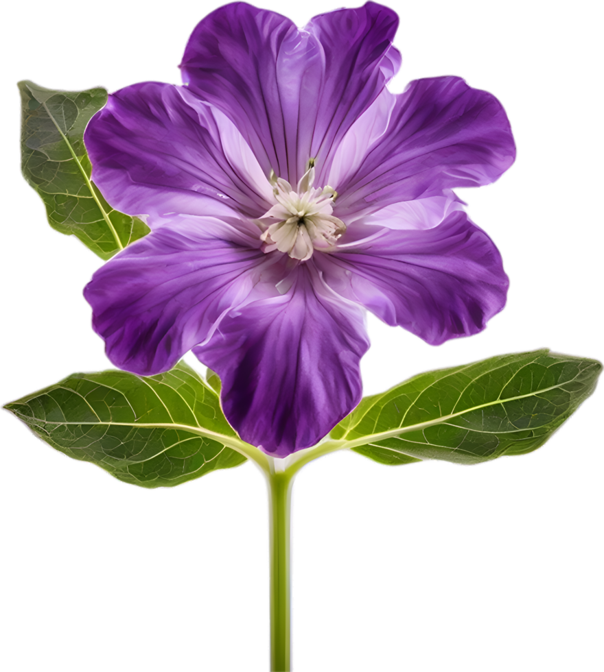 AI generated Violet flower. Close-up glowing translucent violet color flower. png