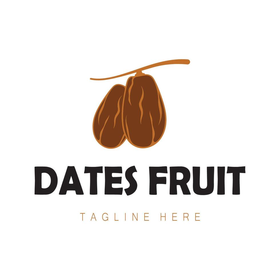Date palm fruit plant logo design with leaves,seeds and date palm tree isolated background exotic organic plant. vector