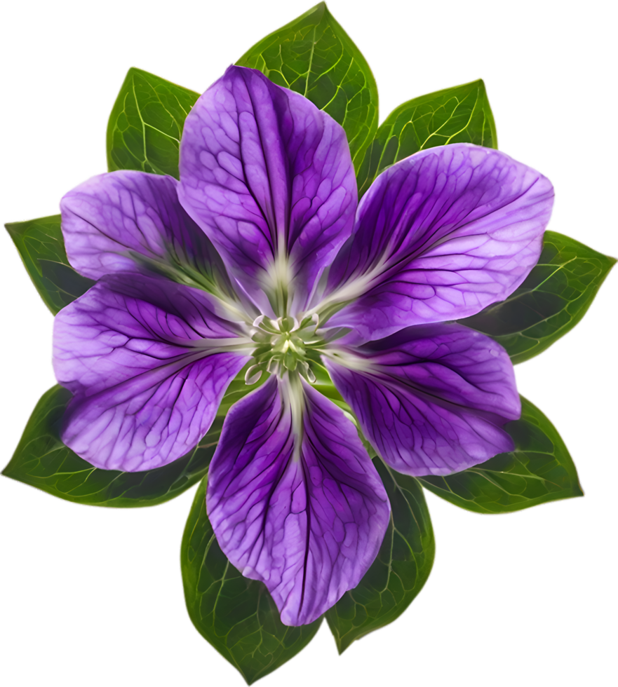 AI generated Violet flower. Close-up glowing translucent violet color flower. png