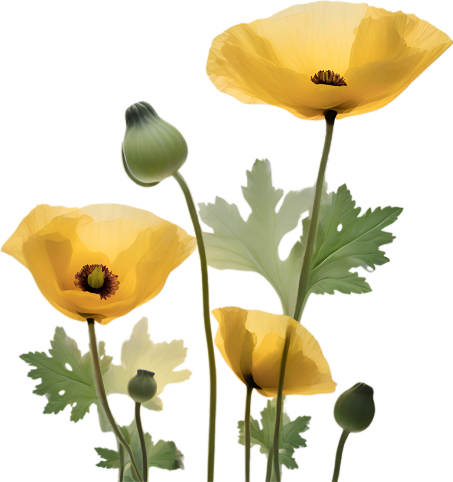AI generated Poppy flower. Close-up of a cute poppy flower. png
