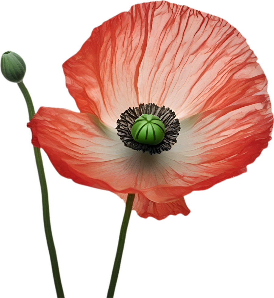 AI generated Poppy flower. Close-up of a cute poppy flower. png