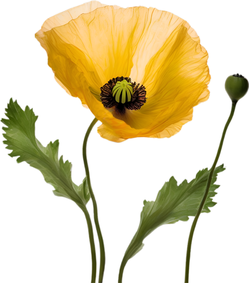 AI generated Poppy flower. Close-up of a cute poppy flower. png
