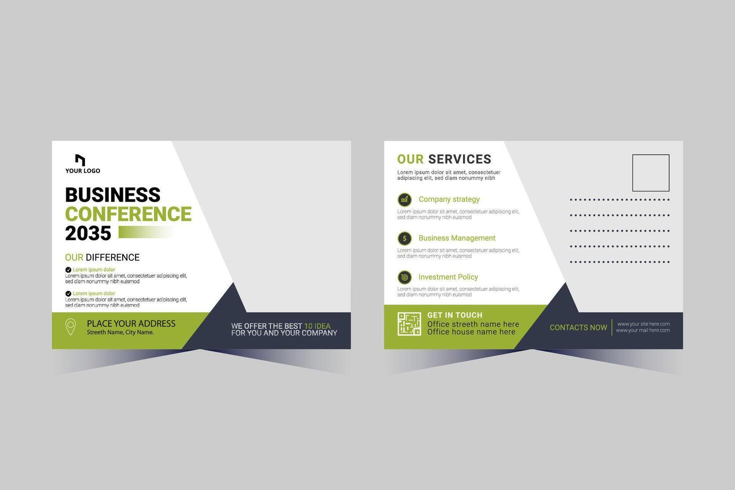 Corporate Business Postcard Template Design, vector