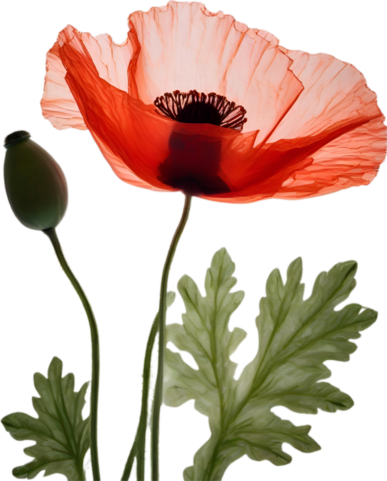 AI generated Poppy flower. Close-up of cute poppy flower. png
