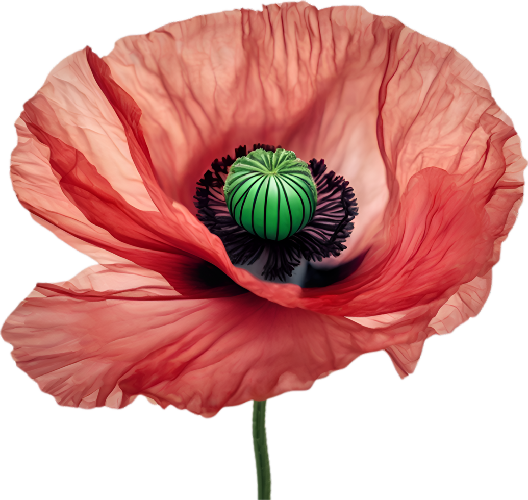 AI generated Poppy flower. Close-up of cute poppy flower. png