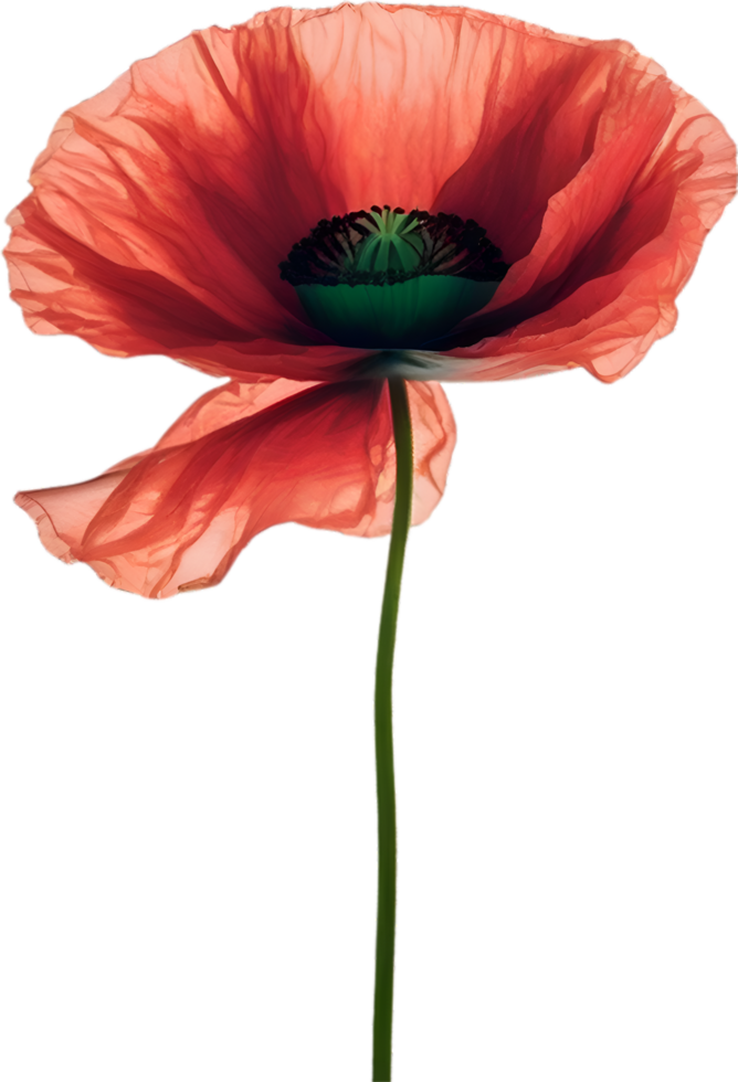 AI generated Poppy flower. Close-up of cute poppy flower. png