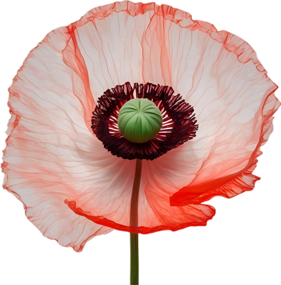 AI generated Poppy flower. Close-up of cute poppy flower. png