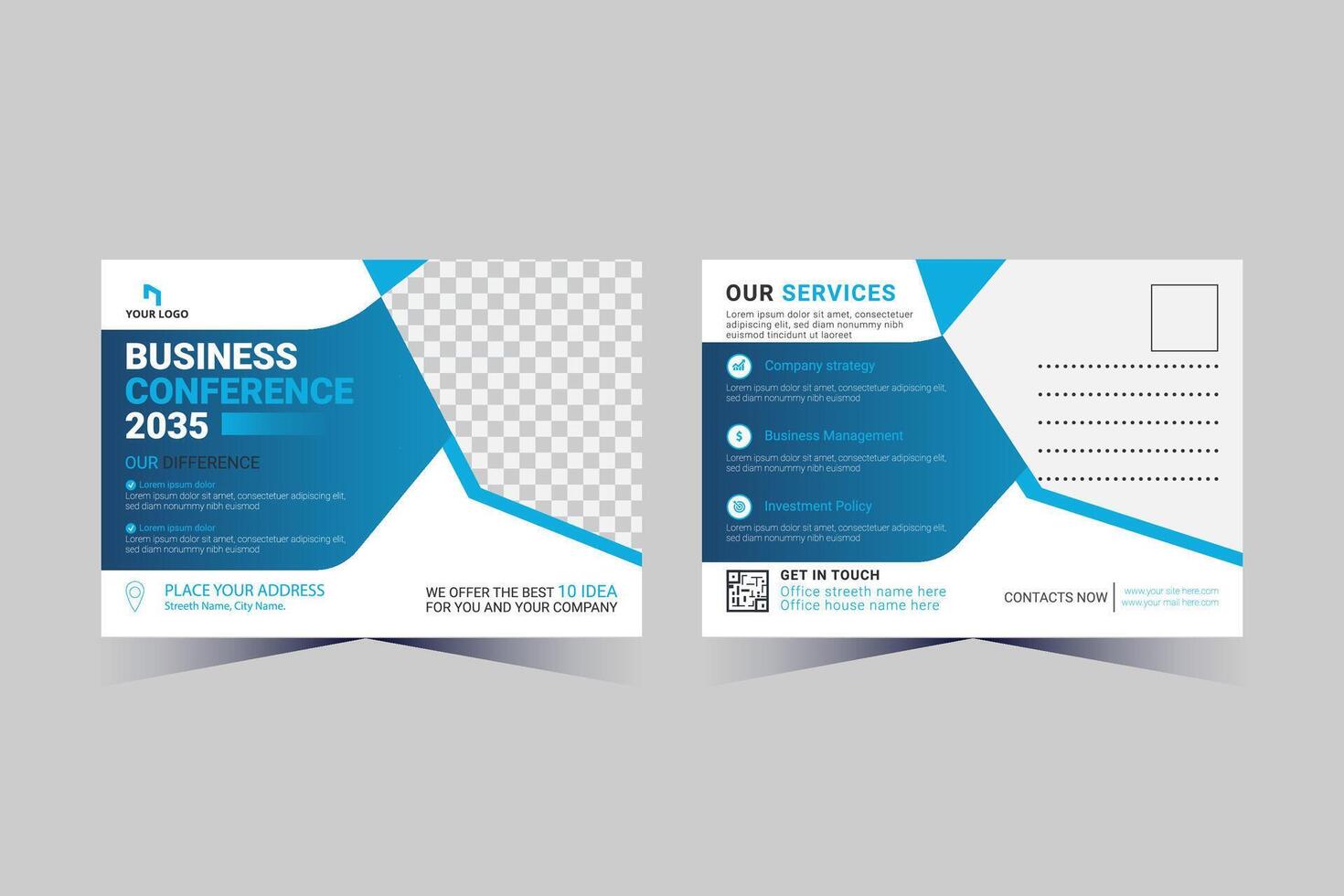 Corporate Business Postcard Template Design, vector