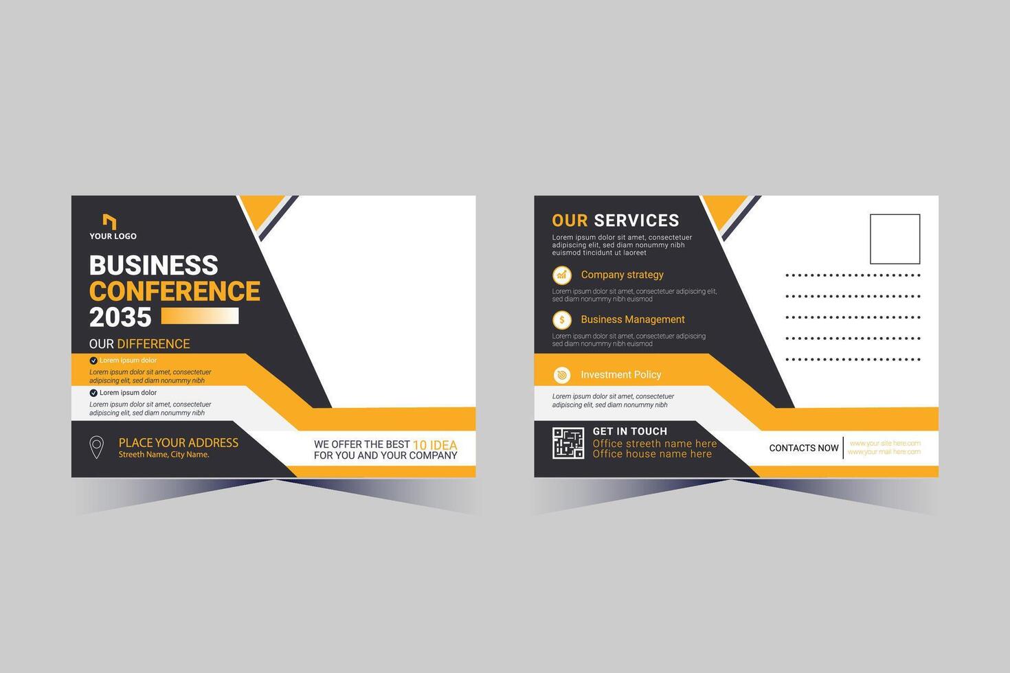 Corporate Business Postcard Template Design, vector