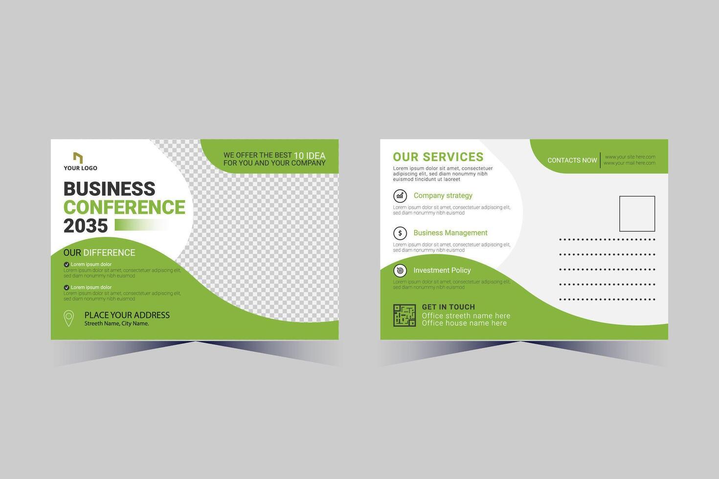 Corporate Business Postcard Template Design, vector