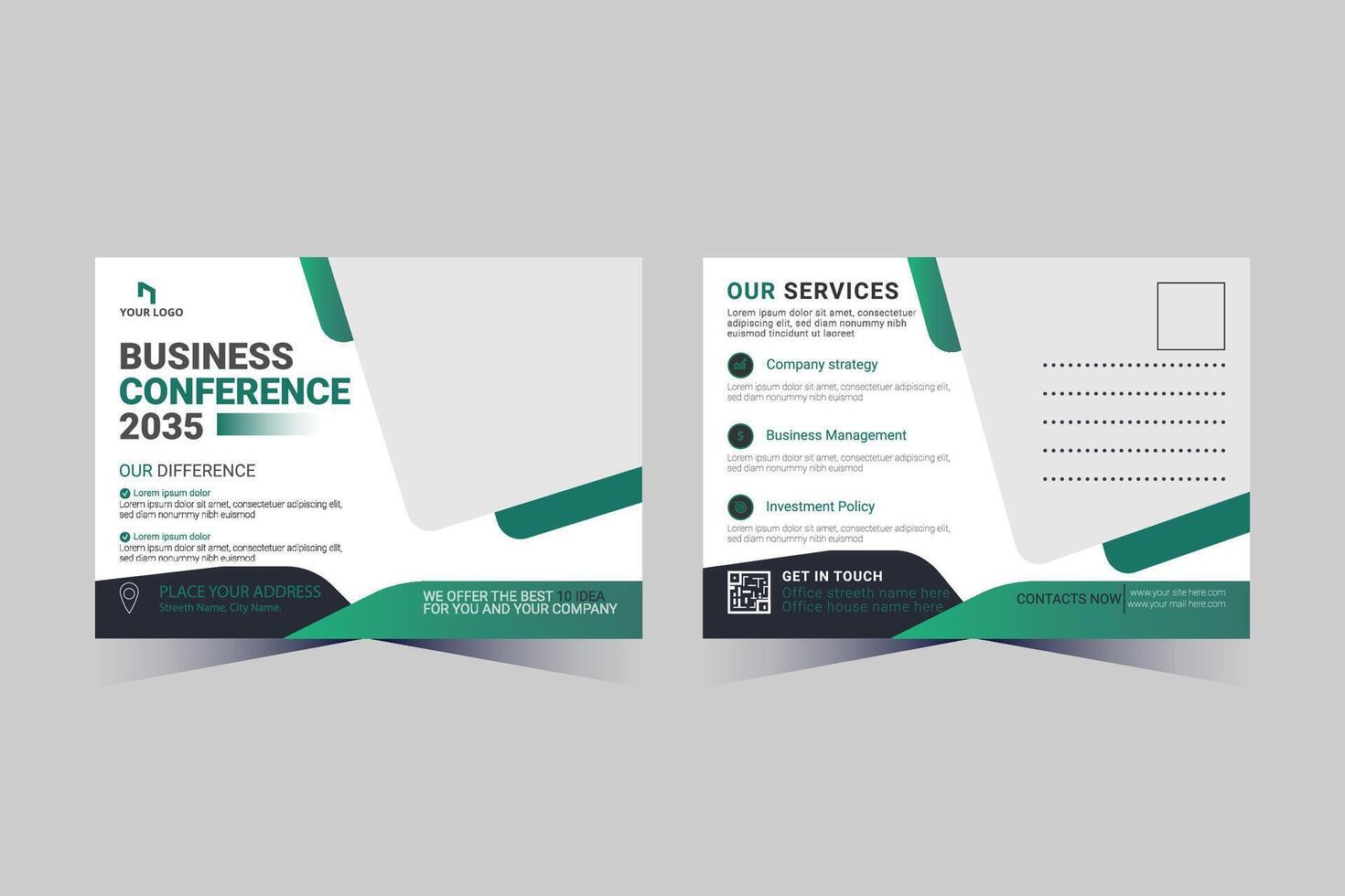 Corporate Business Postcard Template Design, vector