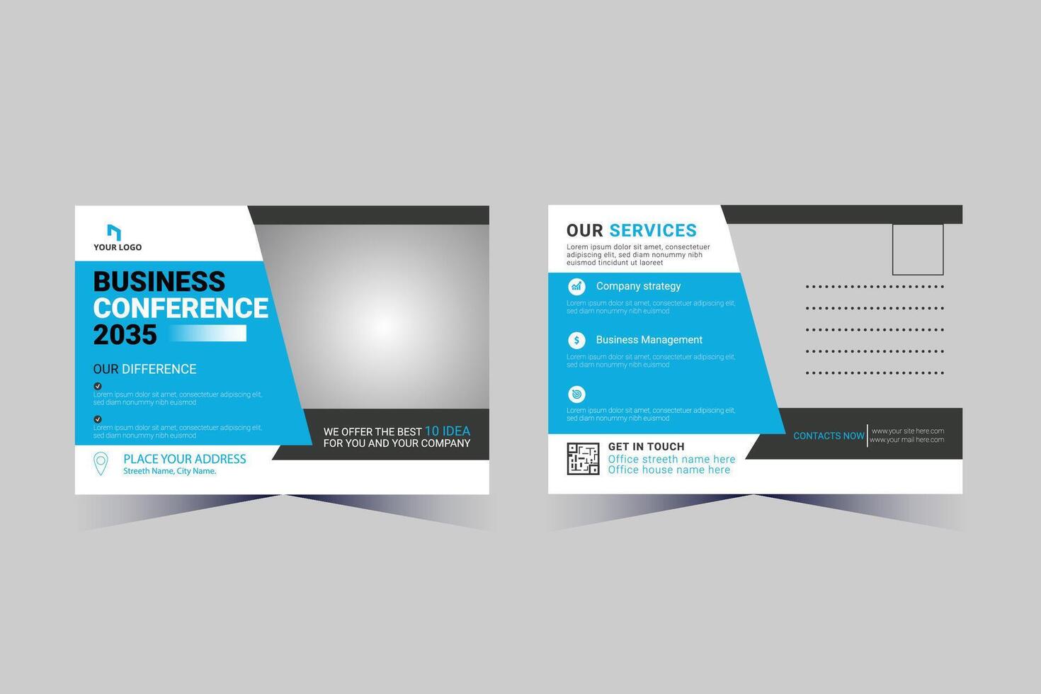 Corporate Business Postcard Template Design, vector