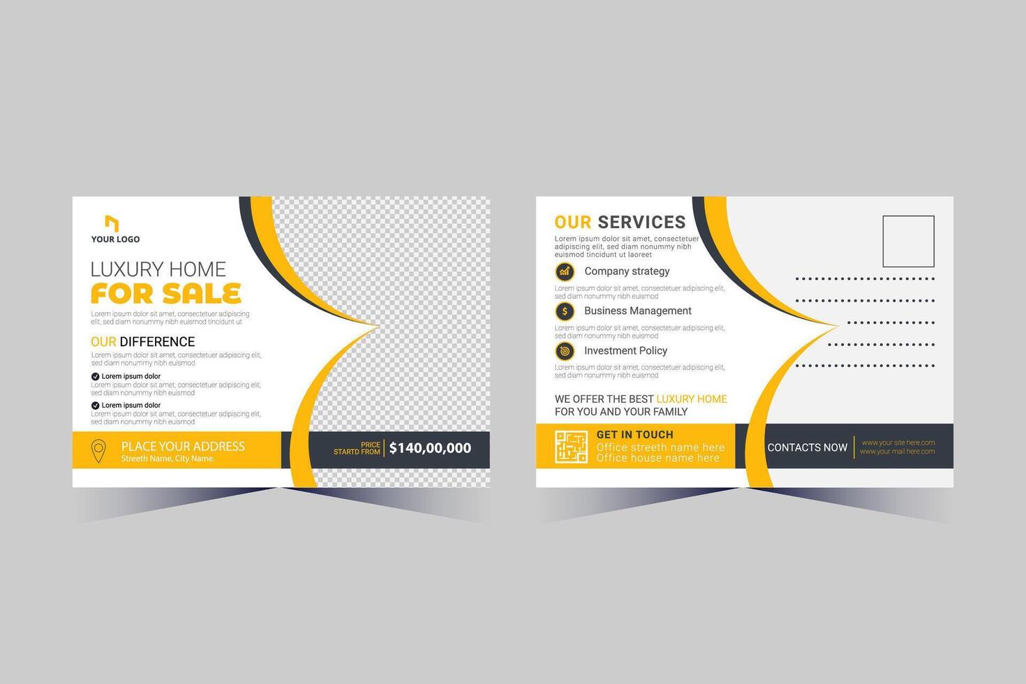 Corporate Business Postcard Template Design, vector