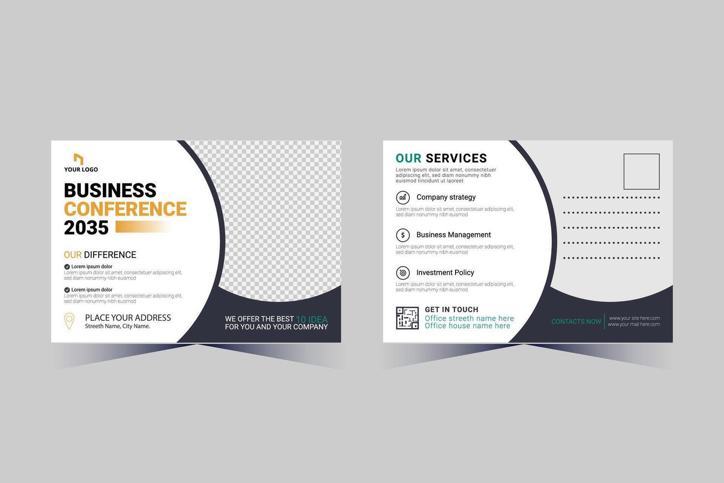 Corporate Business Postcard Template Design, vector