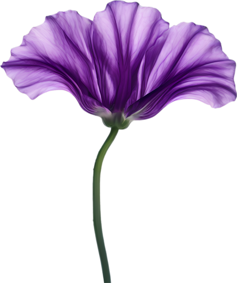 AI generated Violet flower. Close-up glowing translucent violet color flower. png