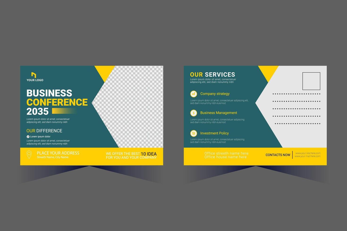 Corporate Business Postcard Template Design, vector