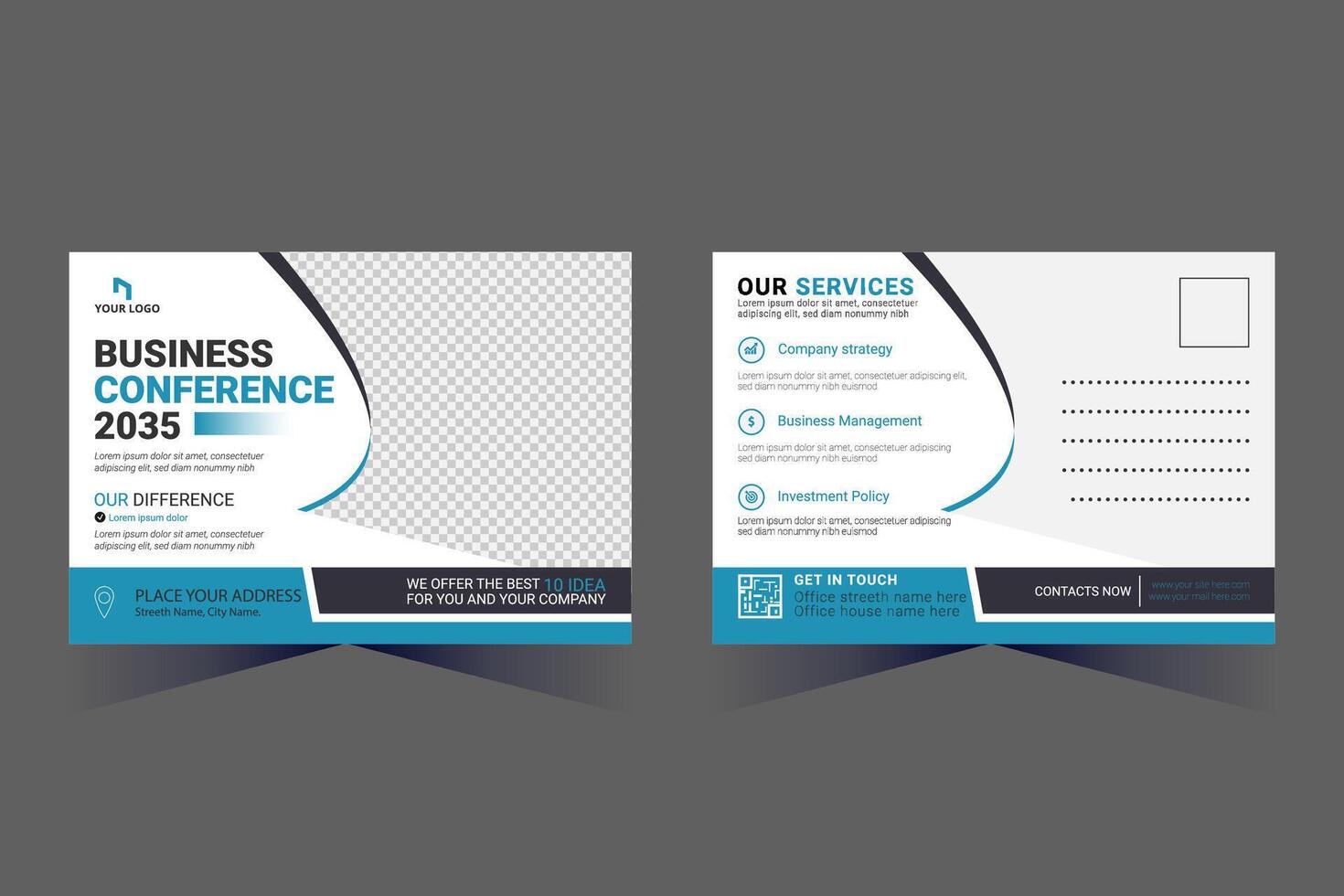 Corporate Business Postcard Template Design, vector