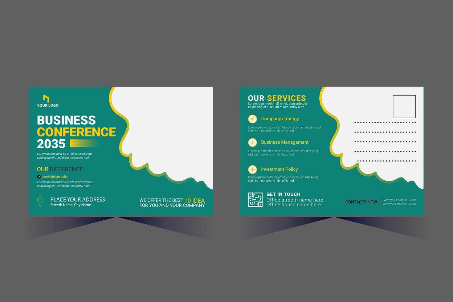 Corporate Business Postcard Template Design, vector