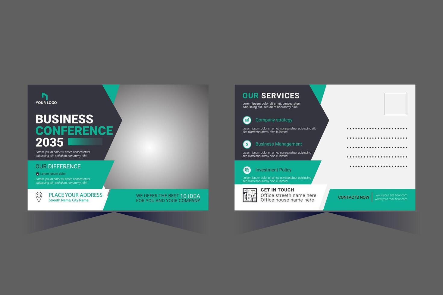 Corporate Business Postcard Template Design, vector