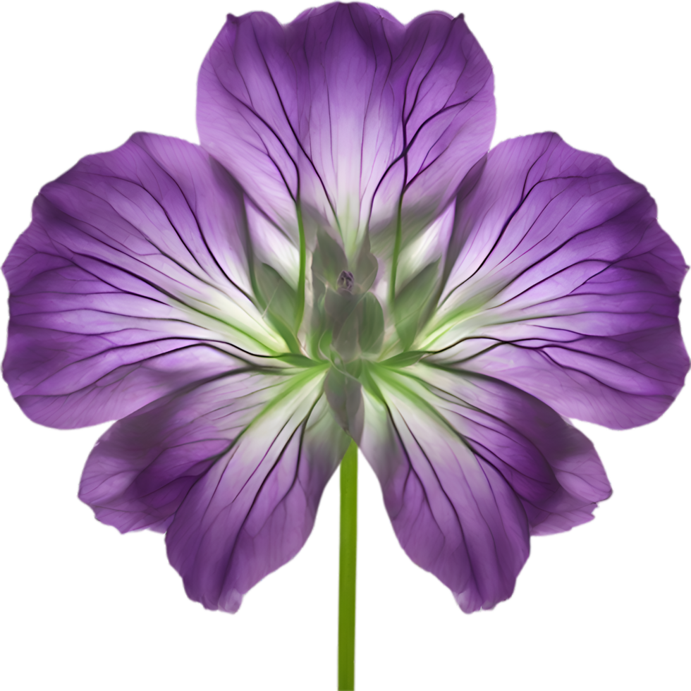 AI generated Violet flower. Close-up glowing translucent violet color flower. png