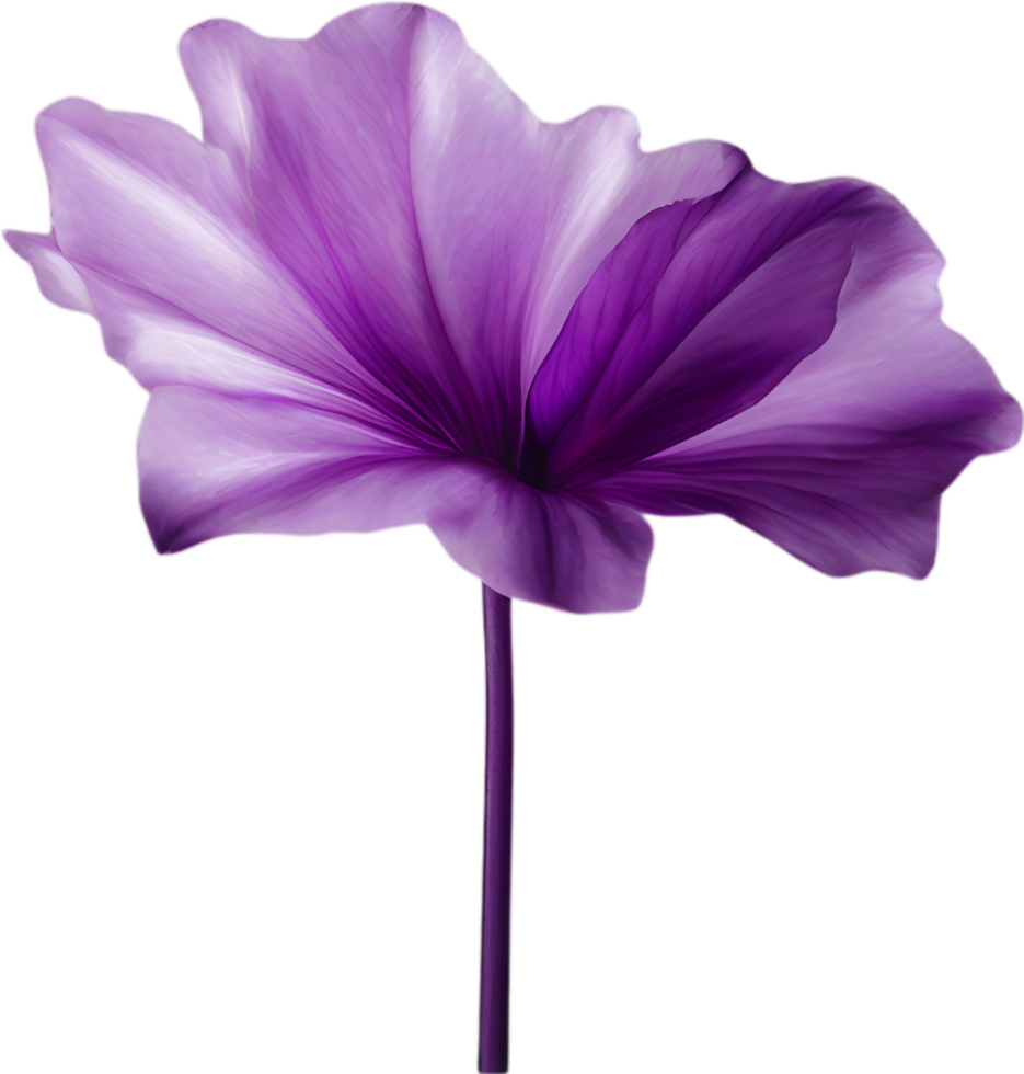 AI generated Violet flower. Close-up glowing translucent violet color flower. png