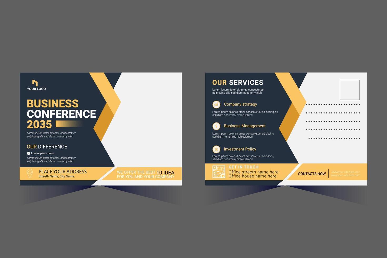 Corporate Business Postcard Template Design, vector