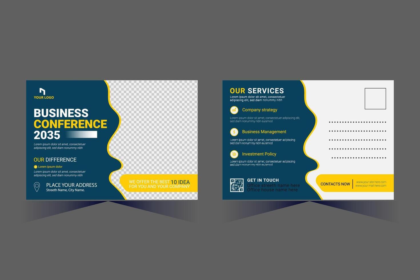 Corporate Business Postcard Template Design, vector