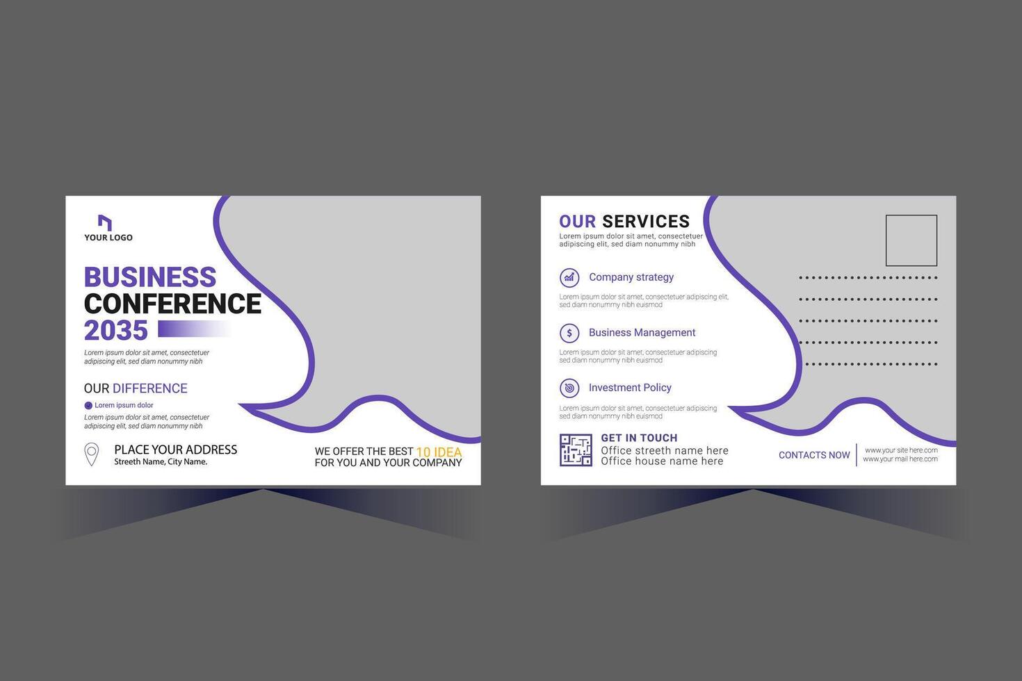 Corporate Business Postcard Template Design, vector