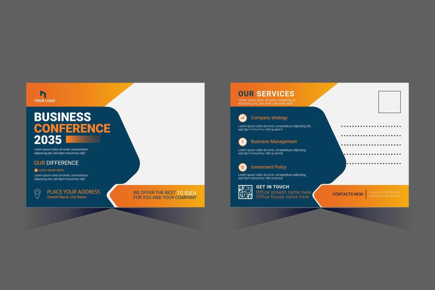 Corporate Business Postcard Template Design, vector