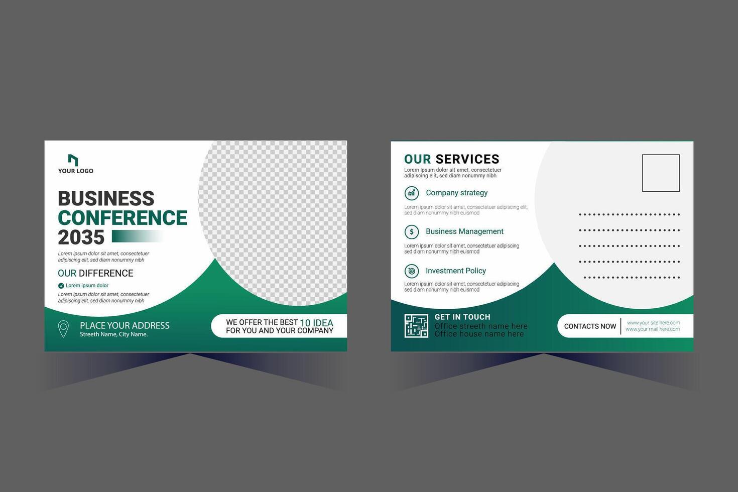 Corporate Business Postcard Template Design, vector