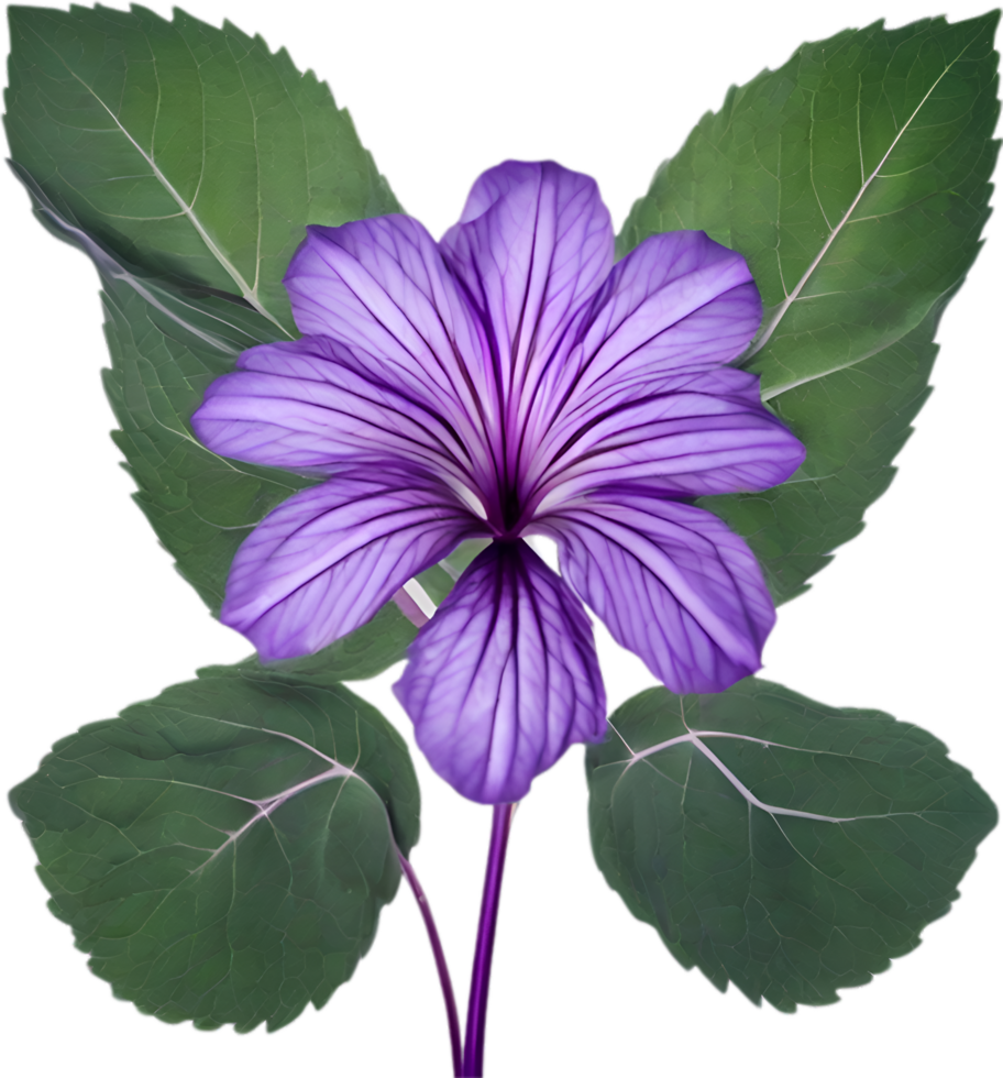 AI generated Violet flower. Close-up glowing translucent violet color flower. png