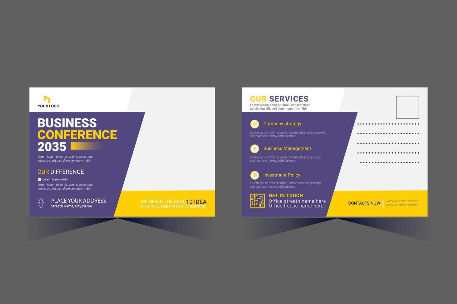 Corporate Business Postcard Template Design, vector