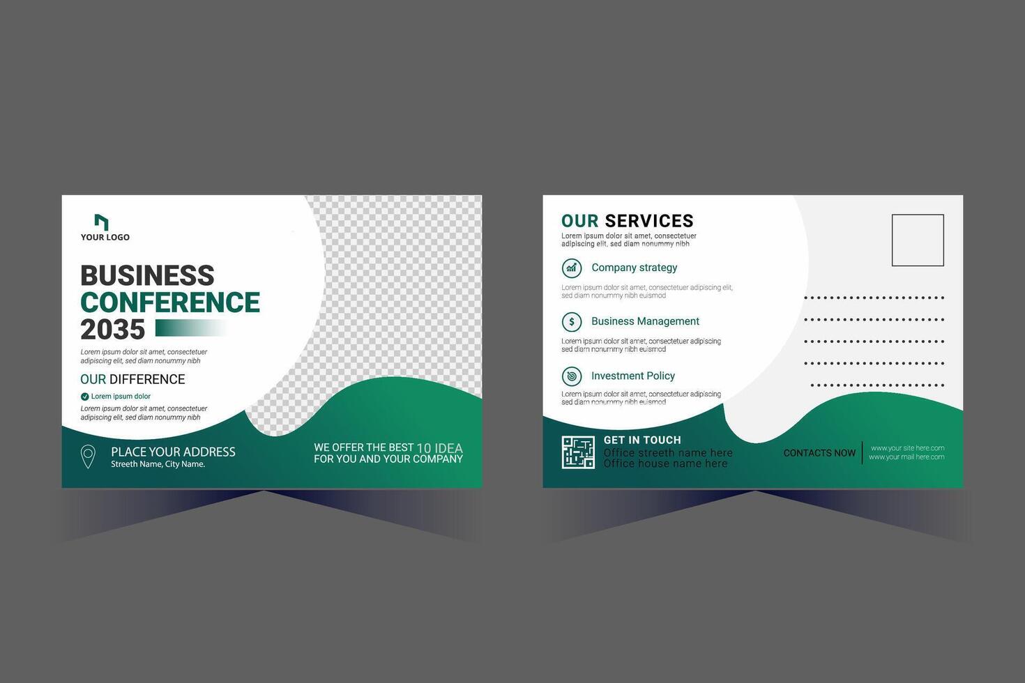 Corporate Business Postcard Template Design, vector