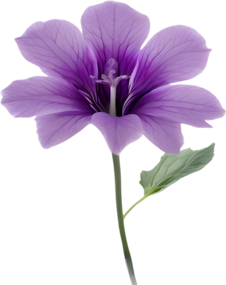 AI generated Violet flower. Close-up glowing translucent violet color flower. png