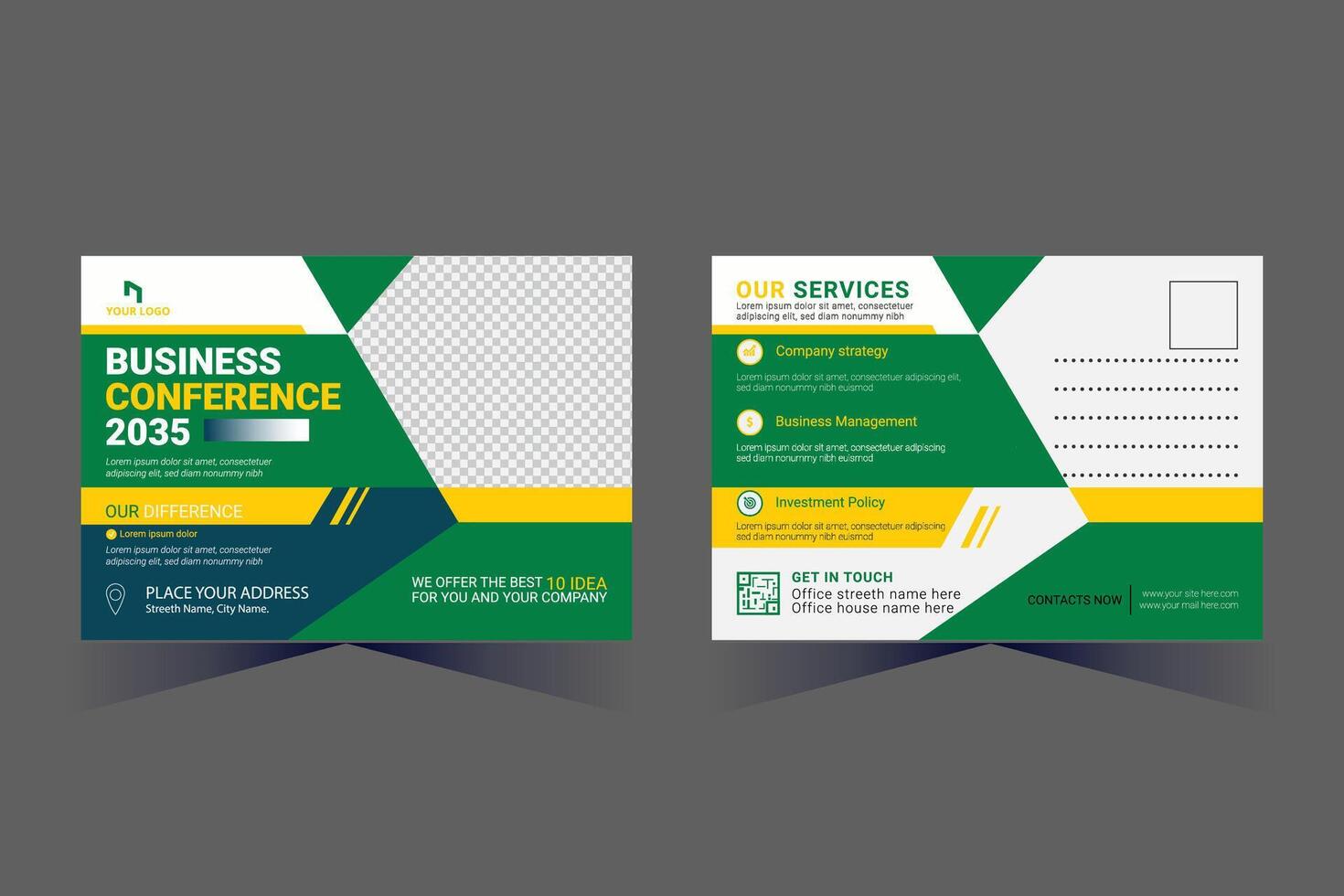 Corporate Business Postcard Template Design, vector