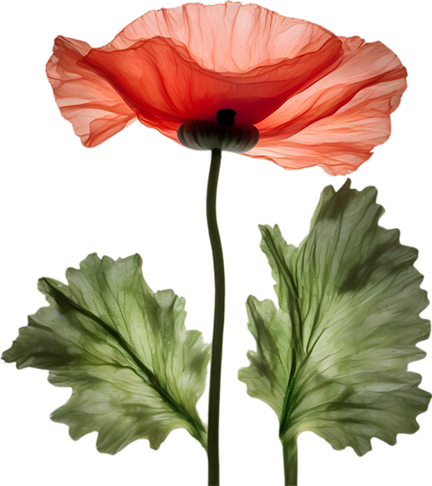 AI generated Poppy flower. Close-up of cute poppy flower. png