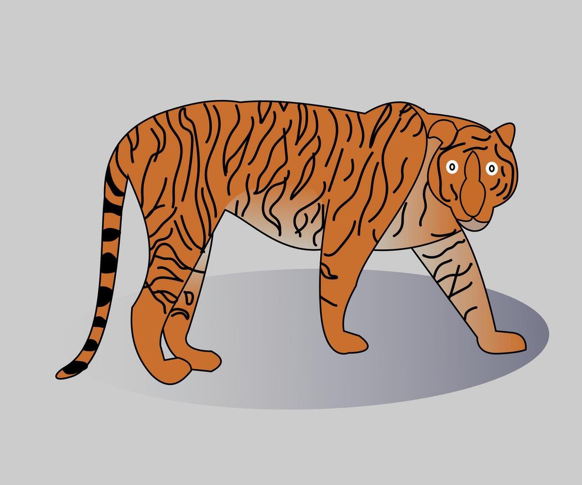 un dibujos animados Tigre con un grande cabeza y un grande nariz vector