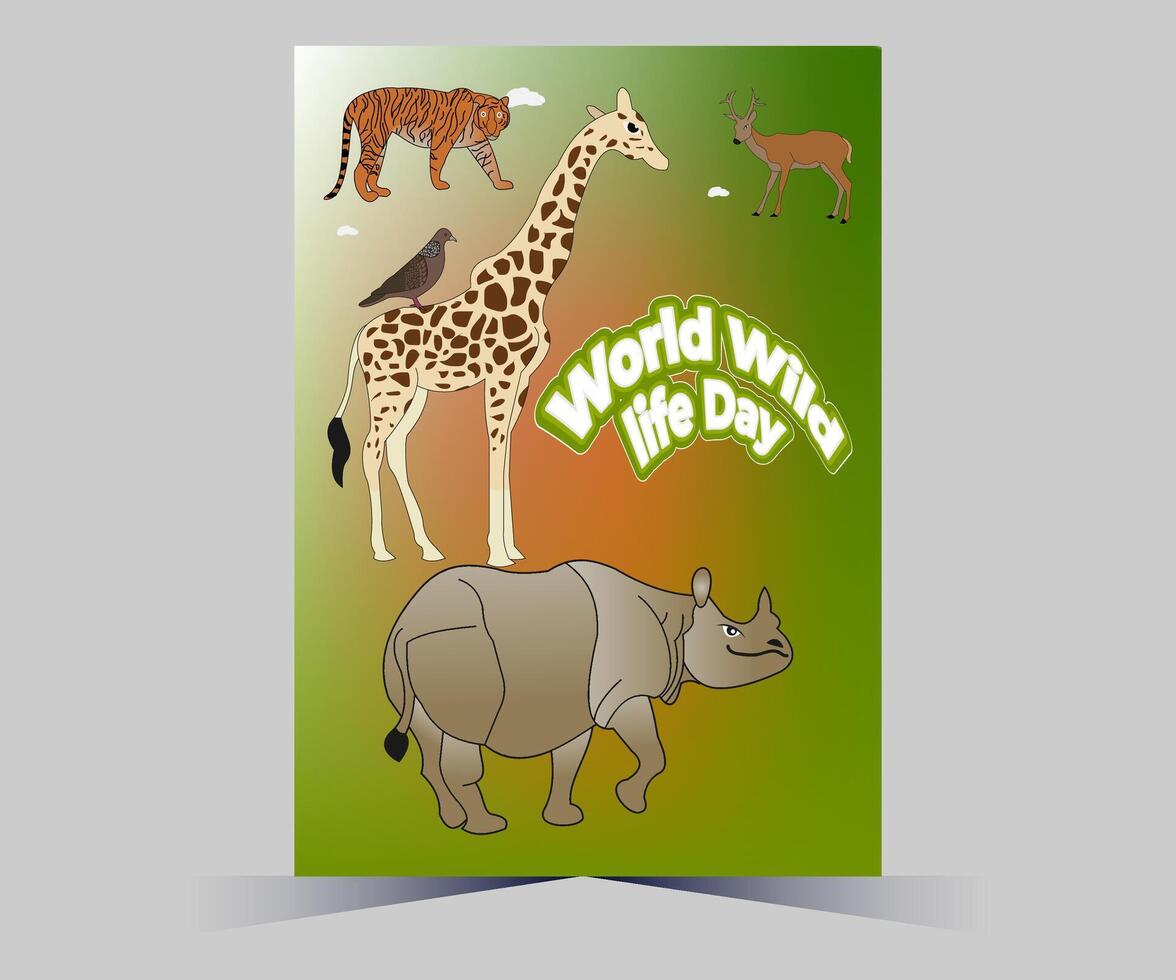 world wildlife day poster with animals and text vector