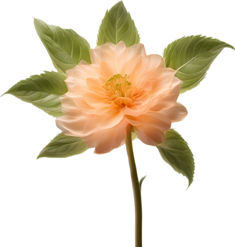 AI generated Peach color flower. Close-up glowing translucent peach color flower. png