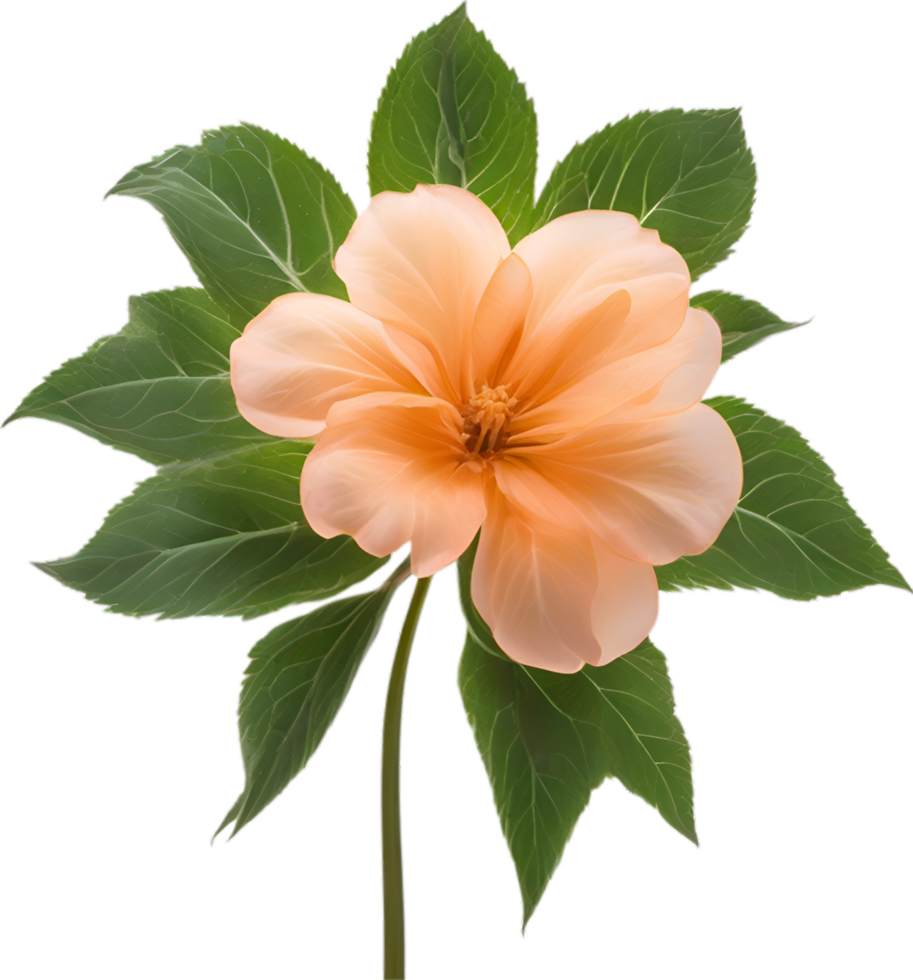 AI generated Peach color flower. Close-up glowing translucent peach color flower. png