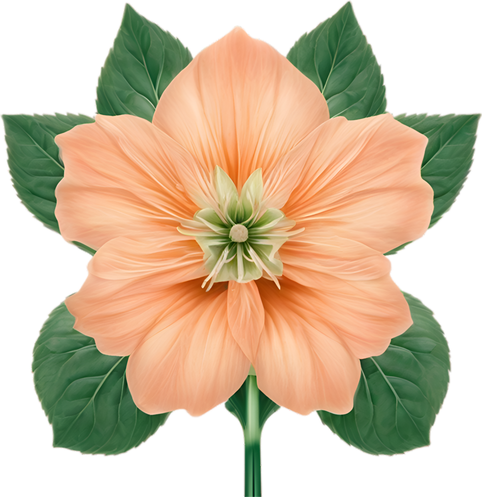 AI generated Peach color flower. Close-up glowing translucent peach color flower. png