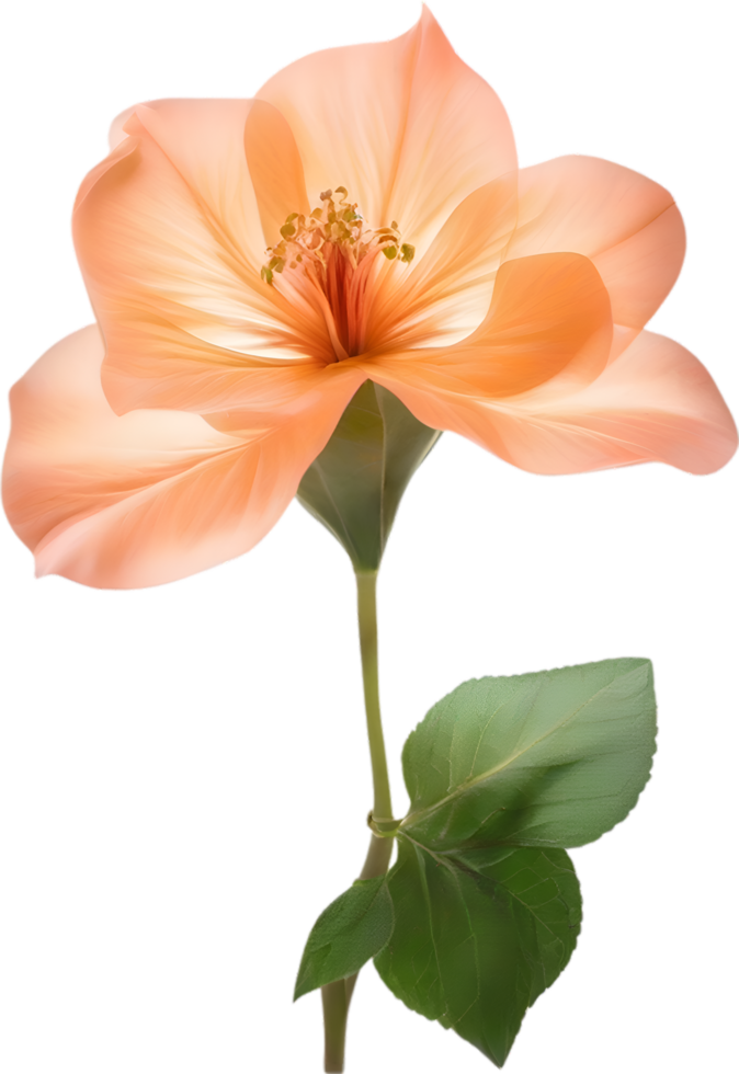 AI generated Peach color flower. Close-up glowing translucent peach color flower. png