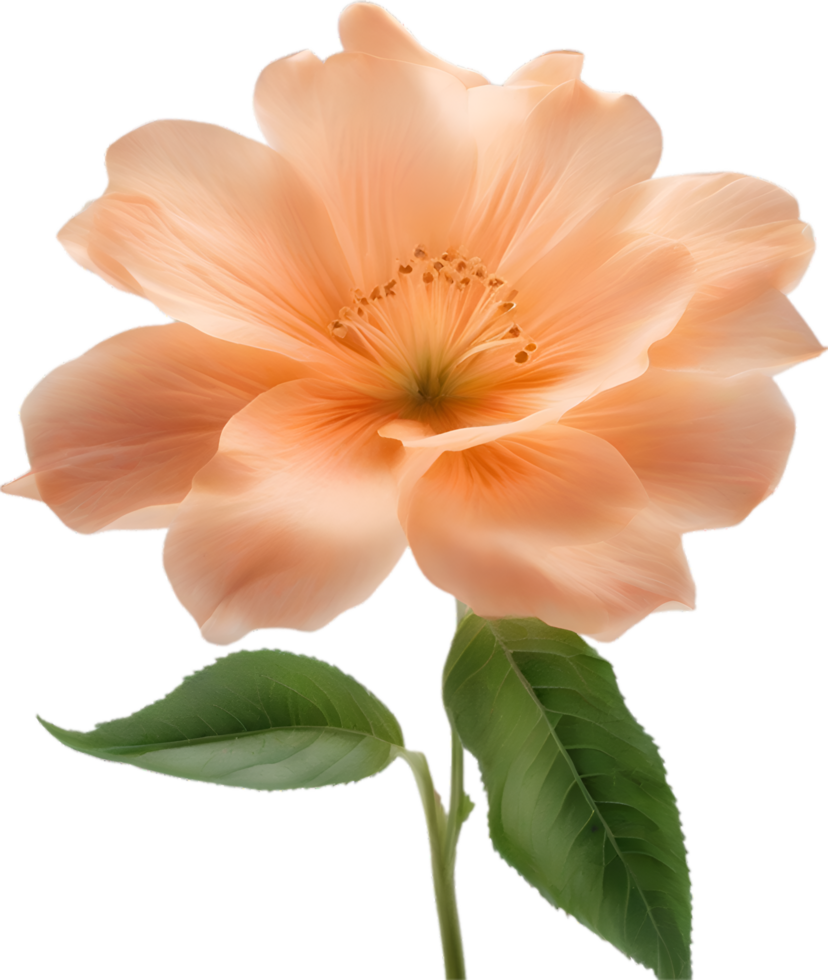 AI generated Peach color flower. Close-up glowing translucent peach color flower. png