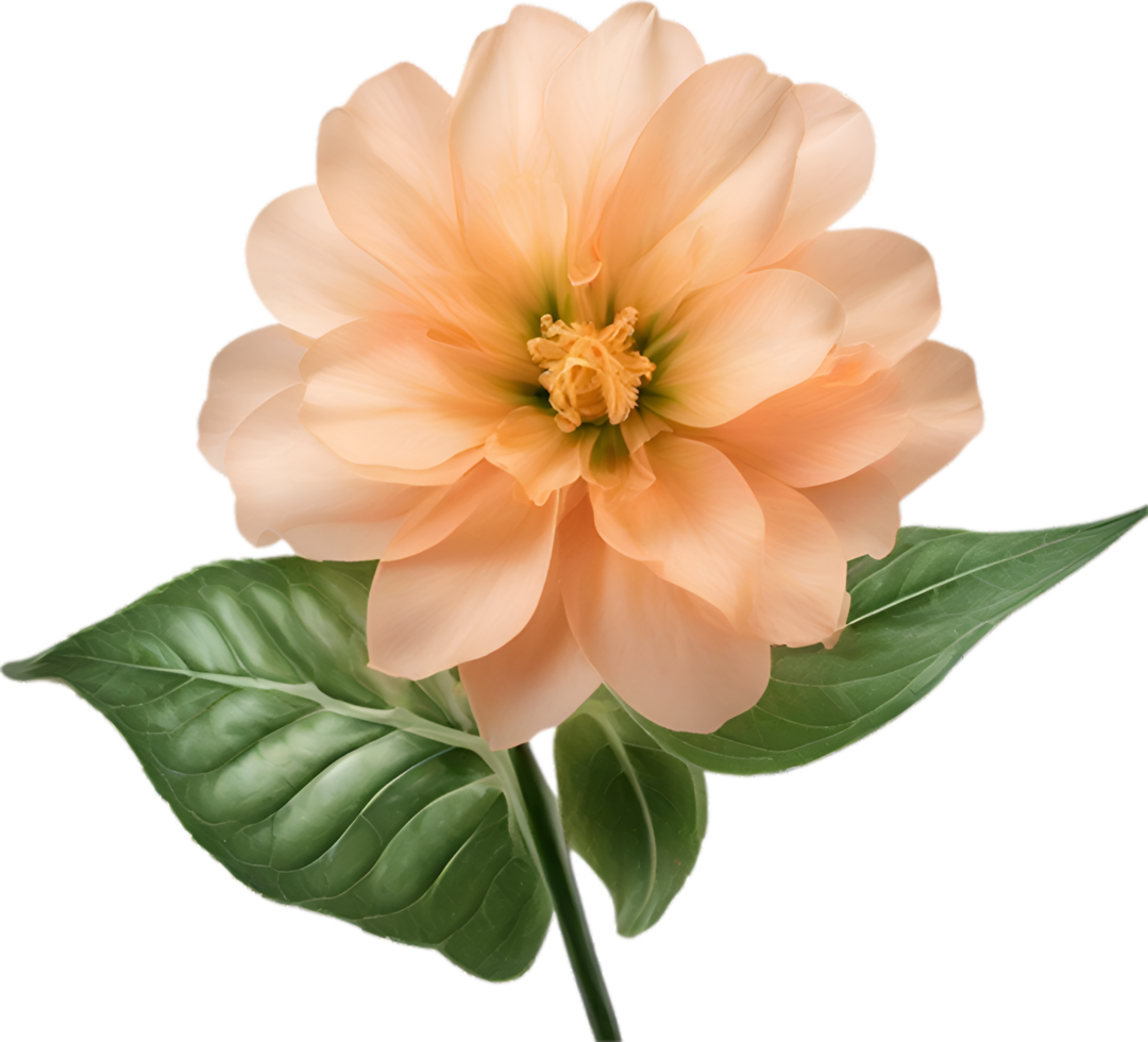 AI generated Peach color flower. Close-up glowing translucent peach color flower. png