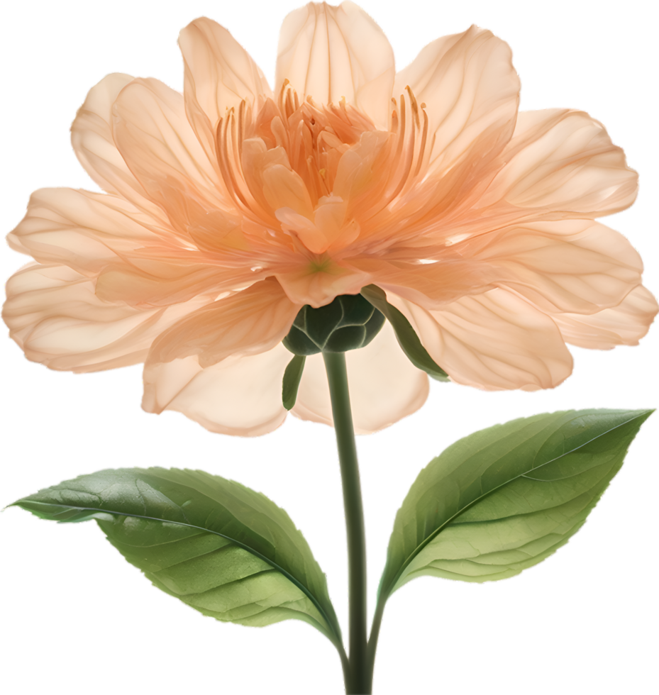 AI generated Peach color flower. Close-up glowing translucent peach color flower. png